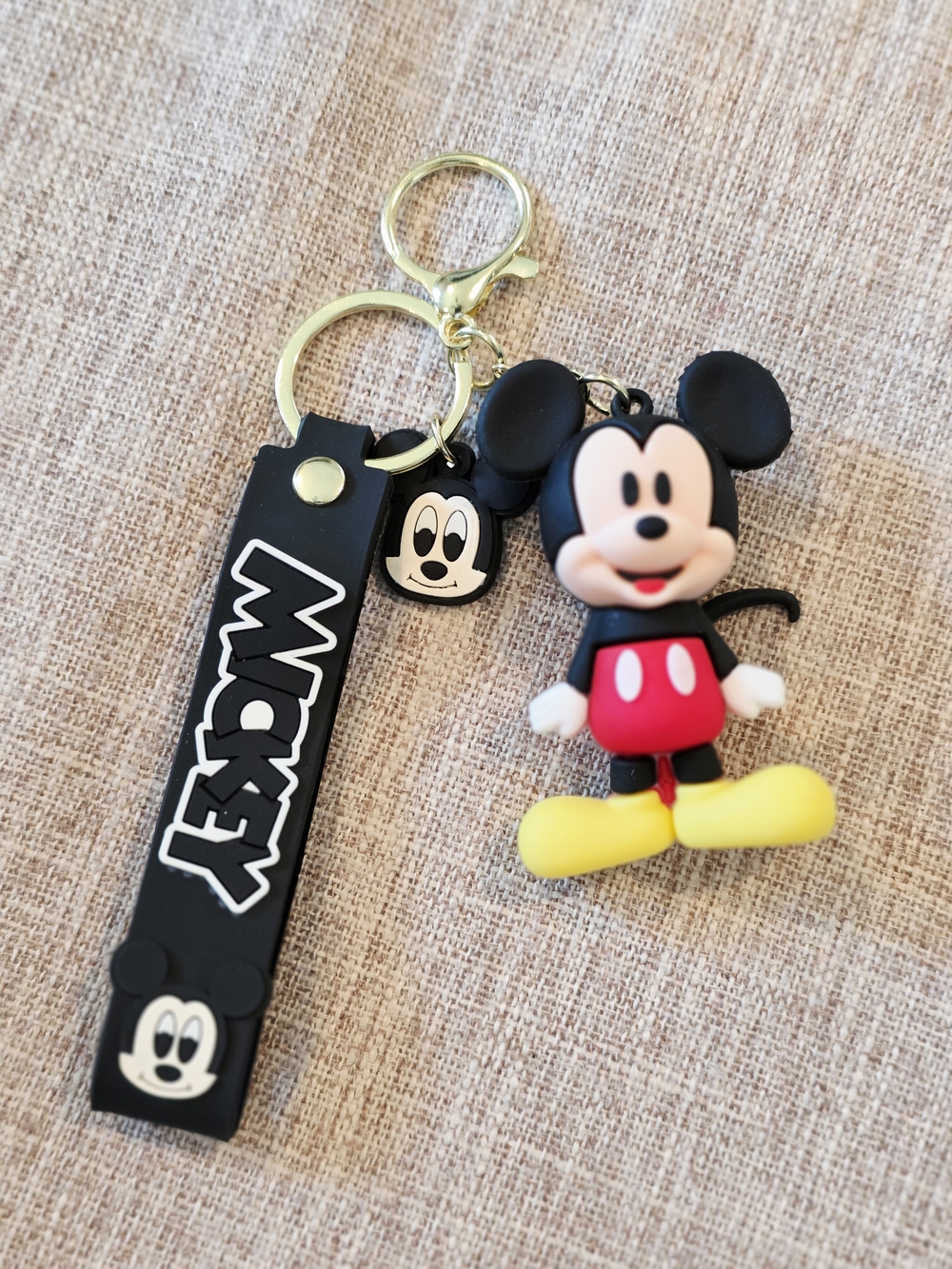 Disney Mickey Mouse 3D Rubber Keychain - Black, Red, Yellow